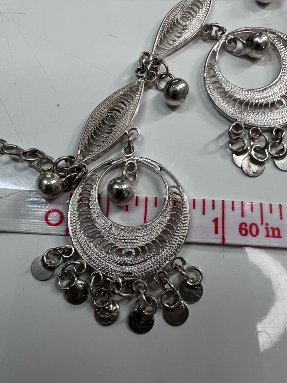 Sterling Silver Filigree Dangle Necklace - Picture 5 of 5